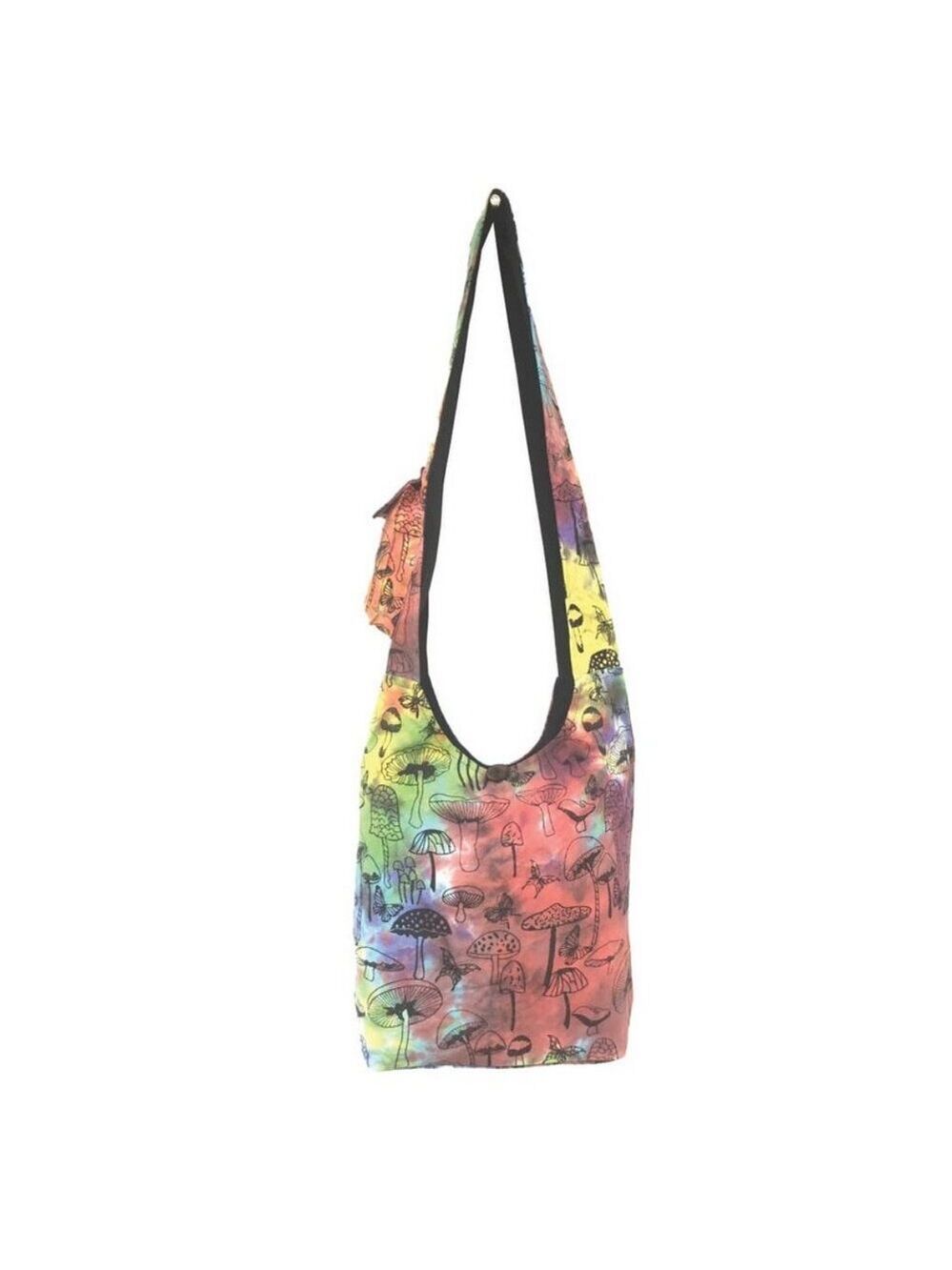 Mushroom Printed Tie Dye Cotton Hobo Bag
